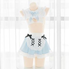 Alice in Wonderland Inspired Sexy Maid Blue Dress ON837 KawaiiMoriStore Fitted Harajuku Mini Dress For Costume Party, Blue Harajuku Cosplay Costume, Blue Harajuku Style Cosplay Costume, Harajuku Style Blue Cosplay Costume, Anime Style Blue Cosplay Costume, Kawaii Cosplay Costume For Role Play Events, Anime Cosplay Costume In Blue For Costume Party, Blue Anime Cosplay Costume For Costume Party, Kawaii Cosplay Costume For Role Play And Cosplay Events