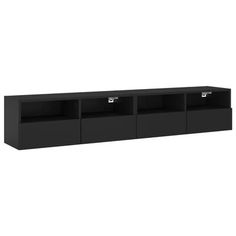 a black shelf with three compartments and two doors