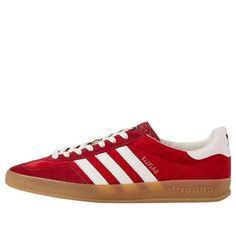 Adidas x Gucci Gazelle 'Red Velvet' 707848-9STU0-6360 (SNKR/Skate/Casual/Classic/Crossover) Red Sporty Gucci Sneakers, Gucci Red Sporty Sneakers, Adidas X Gucci, Adidas X, Adidas Gazelle, New Wardrobe, Stylish Sneakers, Crossover, Red Velvet