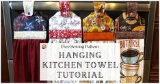 Find some store purchased towels and turn them into a hanging kitchen towel with kam snaps using our free hanging kitchen towel pattern and tutorial. Kitchen Towel Pattern, Hanging Kitchen Towels, Hanging Kitchen Towel, Diy Window Treatments, Loom Knitting Projects