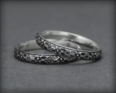 Vintage Style Floral Ring - LE Jewelry Designs Vintage Engraved Ring With Oxidized Finish For Anniversary, Antique Silver Wedding Ring With Intricate Design, Antique Silver Ornate Rings For Anniversary, Ornate Antique Silver Rings For Anniversary, Vintage Promise Rings With Intricate Design, Elegant Engraved Ring With Oxidized Finish For Wedding, Antique Silver Sterling Silver Engraved Wedding Ring, Ornate Filigree Wedding Ring Stamped 925, Bohemian Silver Stackable Rings For Wedding