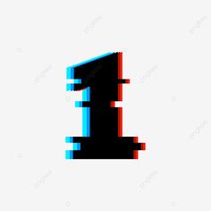 the number one is made out of pixellated pixels and blue, red, and black colors