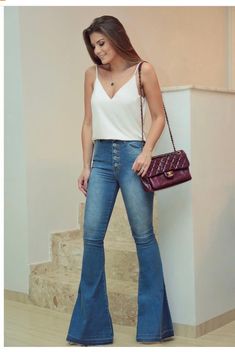 Piercing Boca, Super Flare Jeans, Look Office, Elegante Casual, Look Chic, Moda Fashion, Look Cool, Bell Bottoms