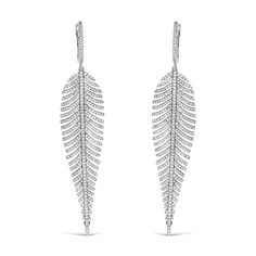 Feather Earrings Elegant Silver Feather Earrings, Elegant Feather Dangle Earrings, Elegant Dangle Feather Earrings, Elegant Dangle Earrings With Feathers, Elegant Feather Drop Earrings, Elegant Feather Jewelry For Evening, Elegant Evening Jewelry With Feathers, Real Diamond Earrings, Silver Statement Earrings