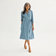 You'll love the chic style of this Y-Neck Maxi Shirtdress from Croft & Barrow.Click on this WOMEN'S GUIDE to find the perfect fit and more! You'll love the chic style of this Y-Neck Maxi Shirtdress from Croft & Barrow.Click on this WOMEN'S GUIDE to find the perfect fit and more! FEATURES V-neck Long sleeves Elastic cuffs 3 pockets Side-tie sash UnlinedFIT & SIZING Classic fit 46 1/2-in. length from shoulder to hem Maxi length hits at the ankleFABRIC & CARE Polyester Machine wash Imported Size: X Casual Collared Dress For Brunch, Casual V-neck Shirt Dress For Fall, Spring Button-up Relaxed Fit Midi Dress, Spring V-neck Shirt Dress With Pockets, Relaxed Fit Button-up Midi Dress For Spring, Casual Light Blue Long Sleeve Midi Dress, Spring Collared Midi Dress With Relaxed Fit, Casual V-neck Relaxed Fit Shirt Dress, Casual Cotton Shirt Dress For Brunch