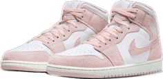 Jordan 1 Mid Pink, Staple Sneakers, Nike Jordan 1 Low, Air Jordan Retro 1, Black And White Trainers, Nike Air Max Mens, Air Jordan 1 Mid Se, Jordan Retro 1, Nike Air Jordan 1 Mid