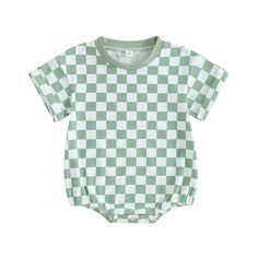 PRICES MAY VARY. 【Material】: Neutral Newborn Baby Clothes Boy Girl Checkered T-Shirt Romper Oversized Short Sleeve Bubble Romper Crewneck Tshirt Bodysuit Top, Made of 95% cotton and 5% spandex fabric, high quality fabric, soft, skin-friendly, lightweight and breathable, very comfortable to wear, never hurt your baby's delicate skin, which will make your baby feel cool in summer! 【Design】: Unisex baby boy girl clothes, baby checkered t-shirt bubble romper, baby checkered short sleeve bubble rompe Bubble Onesie, Checkered Clothes, Tshirt Bodysuit, Summer Newborn, Shirt Romper, Girls Jumpsuit, Neutral Baby Clothes, Baby Boy Summer, Casual Bodysuit