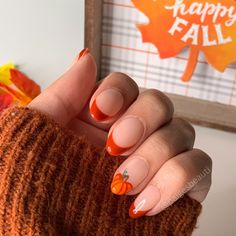 Hello Pumpkin is perfect for the fall season!  -Available in different shapes and lengths. -All orders include an application kit (nail Glue, nail sticky tabs, buffer, cuticle pusher, and a alcohol wipe)  -Plus a step by step instructions for the best application. Not sure what size you are? I recommend purchasing an affordable sizing kit by me, to ensure the perfect fit. Another option is to measure your nails. You can refer to my sizing chart to help figure out your size.  *Nails that don't fi Neutral Design Nails, Dark Orange Nails, Pumpkin Nail, Cozy Weather, Season Nails, Kutek Disney, Cute Simple Nails, Fall Gel Nails, Pumpkin Nails