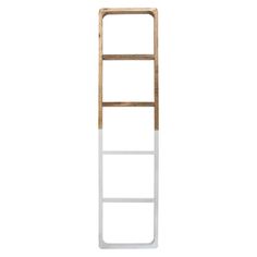 a wooden and white ladder against a white background