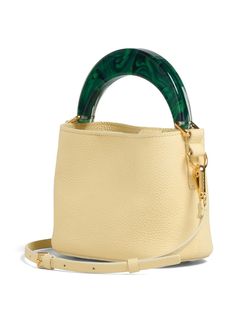 Marni Venice Mini Shoulder Bag - Farfetch Luxury Green Top Handle Bucket Bag, Green Bucket Bag With Gold-tone Hardware, Elegant Green Bucket Bag With Handle Drop, Green Luxury Bucket Bag For Formal Occasions, Modern Green Calf Leather Bag, Green Bucket Shoulder Bag With Handle Drop, Green Bucket Bag With Detachable Strap And Double Handle, Green Top Handle Bucket Bag For Formal Occasions, Green Formal Bucket Bag With Detachable Handle