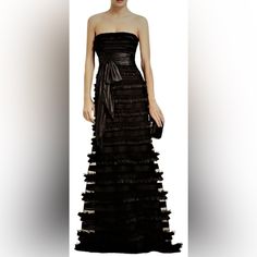 Strapless Black Gown With Boning At Bodice Beautiful Ruffle Details And Sash At Waistband. Can Post More Photos If Requested. Black Gown, Bcbgmaxazria Dresses, Black Tie, More Photos, Bodice, Fashion Inspo, Size 4, Maxi Dress, Womens Dresses