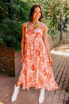 Abstract Floral Print, Church Dresses, Fabulous Dresses, Women Clothing Boutique, Abstract Floral, Online Womens Clothing, Scoop Neckline, Boutique Clothing, Midi Length