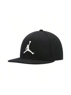 a black hat with white jordan logo on it