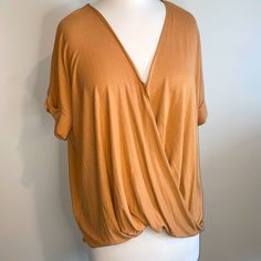 Never Worn Double Zero Women’s V-Neck Soft Casual Top In Tan, Faux Wrap Look With A Longer Cut At The Back. Size L, 95% Rayon, 5% Spandex, Hand Wash Only. Sheer Black Shirt, Crochet Boho Top, Double Zero, Black Sheer Blouse, Olive Green Shorts, Olive Green Sweater, Long Cut, Sleeveless Sweater, Sheer Sleeves