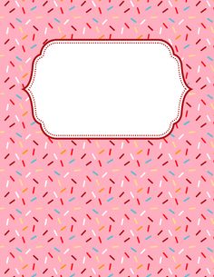 a pink background with sprinkles and a white frame