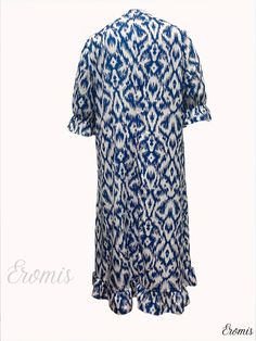 Eromis - Womens Plus Size Boho Maxi Dress with Allover Print, Half Sleeve, V-Neckline, and Ruffle Trim Summer V-neck Dresses With Ikat Print, Ikat Print V-neck Vacation Dress, V-neck Ikat Print Dresses For Summer, Spring V-neck Ikat Print Dress, Plus Size Bohemian, Bohemian Maxi, Bohemian Maxi Dress, Boho Maxi Dress, Solid Dress