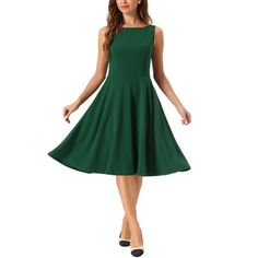 Look effortlessly polished and professional in this sleeveless work dress for women. The boat neck design adds a touch of sophistication, making it suitable for both formal and office environments. Dress it up with heels and statement accessories for a more formal look. Measurement (in inches) Size----------Total Length----------Shoulder Width----------Chest Girth----------Waist Girth XS----------------37.7---------------13.3-----------------35.0---------------27.2 S------------------38.2------- Sleeveless Work Dress, Boat Neck Design, Fit And Flare Dresses, Flare Dresses, Ruffle Bodycon, Work Dresses For Women, Fishtail Dress, Statement Accessories, V Neck Midi Dress