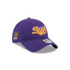 The Phoenix Suns Throwback 9TWENTY Adjustable Cap features an embroidered Suns wordmark at the front panels with a matching team logo patch at the right-wear side and an adjustable D-Ring closure at the rear. Throwback Baseball Cap With Embroidered Logo For Game Day, Throwback Curved Bill Baseball Cap For Sports Events, Throwback Curved Brim Baseball Cap For Sports, Casual Snapback Hat With Logo For Sports, Sports Cotton Hat With Logo, Cotton Sports Hat With Logo, Collegiate Baseball Cap With Logo Patch And Curved Brim, Collegiate Baseball Cap With Logo For Sports Events, Collegiate Baseball Cap With Logo Patch For Sports