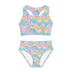 Gelato Pastel Tie Dye Two Piece Bikini Bathing Suit for Girls. Mommy and Me Swimwear. By jaecrece.com Summer Beach Tankini For Playwear, Summer Beach Season Tankini For Play, Summer Beachwear Tankini For Playwear, Summer Tankini For Beachwear, Summer Sleeveless Tankini For Play, Sleeveless Tankini For Summer Playwear, Casual Multicolor Swimwear For Summer Activities, Playful Swimwear For Summer Activities, Playful Sleeveless Swimwear For Summer Activities