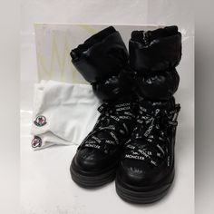 Preowned Moncler Women's Insolux High Puffer Cold Weather Boots Size 36 Moncler Women, Cold Weather Boots, Weather Boots, Winter Rain, Cold Weather, Rain Boots, Puffer, Black White, Women Shoes