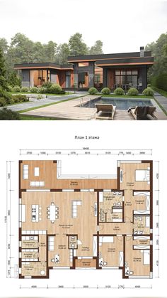 the floor plan for this modern house is very large and has two levels to each level