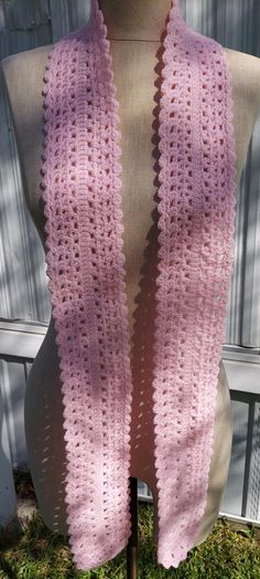 This simple, crocheted lace scarf is a quick dress up to any outfit. Dimensions are 3.5" x 66". Crochet Lace Scarf, Scarf Handmade, Crocheted Lace, Lace Scarf, Crochet Lace, Dress Up, Crochet, Lace