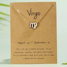 New Dainty Gold Tone Virgo Necklace See My Other Listings For More Jewelry. Bundle And Save On Shipping. #Z5 Virgo Necklace, Virgo Zodiac Sign, Cute Necklaces, Abalone Shell Necklace, Floral Pendant Necklace, Rock Necklace, Zodiac Sign Necklace, Coil Bracelet, Sign Necklace