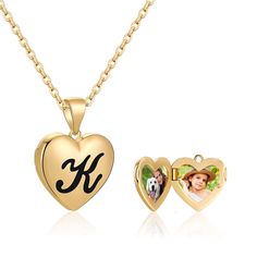 PRICES MAY VARY. ✨SIZE:The pendant of the locket necklace is 14*15mm, 5.5 mm thickness.Heart locket necklace length:16"+2", adjustable chain can help you find a comfortable length and both women and girls are suitable. ✨MATERIAL:14K gold plated initial locket necklace, color will last a long time without tarnish. Hypoallergenic, nickel-free and lead-free, will not irritate your skin and they are also suitable for sensitive skin. ✨SPECIAL DESIGN: It is a heart locket with initials, heart pendant Necklaces For Girls, Locket Necklaces, Gold Heart Locket, Gold Locket Necklace, Picture Necklace, Picture Pendant, Heart Locket Necklace, Gold Locket