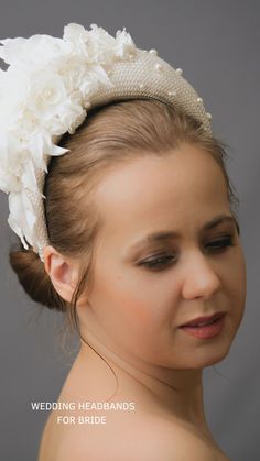 Bridal headband with pearls inspired by wonderful Kate Middleton. Bridal flower crown is hand made and hand stitched. Bridal headpiece comes with multi-sized faux pearls. Bridal hairband has been covered in a high quality Italian fabric. Halo crown headband has been trimmed with flowers and leaves covering the right ear side. Modern and elegant wedding fascinator will instantly elevate any outfit. Perfect for special events. One size. Elegant Teardrop Crown Wedding Headpiece, Elegant Handmade Headpieces For Wedding, Elegant Handmade Wedding Headpieces, Elegant Wedding Headband With Round Crown, Adjustable Wedding Hair Accessories With Structured Crown, Adjustable Hair Accessories With Structured Crown For Wedding, Elegant Headband With Handmade Flowers And Pinched Crown, Handmade Wedding Headpiece With Pinched Crown, Handmade Pinched Crown Fascinator For Wedding