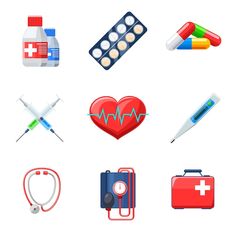 medical and health icon set - miscellaneous objects