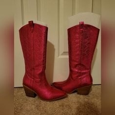 Corkys Tall Hot Pink Howdy Cowgirl Boots. Worn Once For An Hour Long Event, Like New!!! Women's Size 11. These Are Show Stoppers In Person! These Will Be Shipped In A Box. Size 11 Heels, Tall Boots, Cowgirl Boots, Shoes Heels Boots, In A Box, A Box, Shoes Women Heels, Heeled Boots, Hot Pink