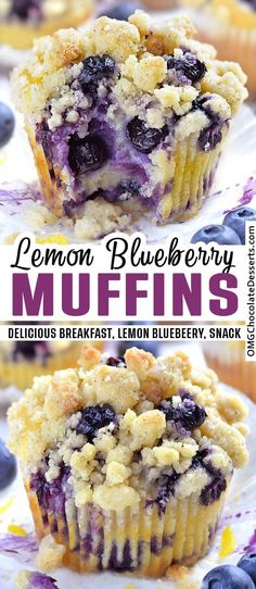 lemon blueberry muffins on a white plate