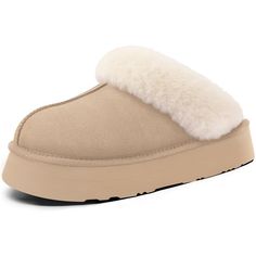 PRICES MAY VARY. WARM & COMFY: All-around fuzzy faux fur lining and breathable microsuede upper keep away from coldness and prevent sweat or odors. An extended plush wool-like fur collar wraps your feet in warmth, making these slippers luxurious and stylish. OUTDOOR & INDOOR: Latest Gen EVA foaming technology creates better flexibility, lightweight and anti-slip platform outsole, without any damage to the wood floor or noise to people, preventing indoor and outdoor slipping. COZY FOOTBED: Premium 80D memory foam cushions offer sustained support and marshmallow-like softness, fitting the contour of your feet. Enjoy the soft-wrapped slippers to soothe your tired foot after long work days. MACHINE WASHABLE: Our house shoes are easy to clean. Gentle machine wash cold and air dry flat. These ex Winter Slippers With Plush Lining And Round Toe, Winter Slippers With Plush Lining, Winter Plush Lined Slip-on Slippers, Winter Indoor Slippers With Plush Lining, Winter Faux Fur Slippers With Scuffs, Casual Faux Fur Slippers For Winter, Comfy Synthetic Slippers For Winter, Winter Slippers With Plush Lining And Faux Fur, Winter Faux Fur Slip-on Slippers