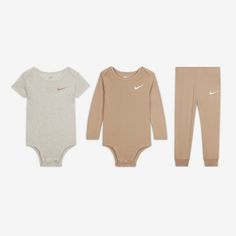 Nike Cotton Onesie For Loungewear, Nike Loungewear Sets, Nike Long Sleeve Loungewear Sets, Nike White Long Sleeve Set, Nike Essentials, Essentials Set, Rib Knit Fabric, Long Sleeve And Shorts, Matching Pants