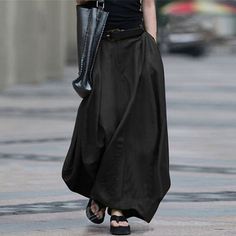 Season:Autumn / Fall,Winter; Fabric:Polyester; Dress Length:Maxi; Gender:Women's; Style:Fashion,Casual; Occasion:Going out,Daily,Street,Vacation; Fit Type:Regular Fit; Waistline:High Waist; Pattern:Solid Colored; Design:Pocket; Pants Type:Long Skirt,Swing,A Line,Skirt; Front page:FF; Listing Date:10/13/2023; Hips:; Length:; Waist: Elastic Waistband Skirt, Pockets Fashion, Langer Rock, Winter Stil, Long Maxi Skirts, Plus Size Maxi, Styl Retro, Plus Size Skirts, Linen Skirt