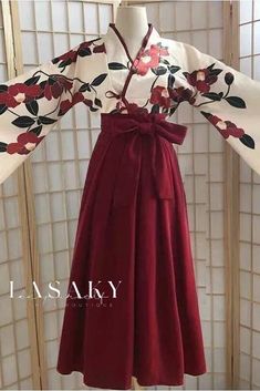 Lasaky - Enhanced Oriental Retro Hanfu Yu Meiren Red Tea Red Long Skirt, Gilet Kimono, Long Skirt And Top, Ancient Costume, Short Black Skirt, Island Outfit, Kimono Floral, Suit Ideas, Mode Kimono