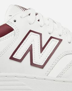 New Balance 480 Sneakers White / Burgundy.Inspired by the heritage basketball model, the BB480 sneaker features authentic details along with modern cushioning. Urban, minimalist design and easy to match with any outfit..Leather Upper.Woven Tongue Label.Authentic Basketball Detailing.Ortholite Insole.Rubber Outsole.Style Code: BB480LDB Classic New Balance Lace-up Skate Shoes, White Collegiate Sneakers, Classic New Balance Skate Shoes With Boost Midsole, Collegiate White Sneakers With Round Toe, Collegiate White Round Toe Sneakers, White Collegiate Sneakers With Round Toe, Classic White Basketball Shoes, Classic New Balance Basketball Shoes With Boost Midsole, Classic New Balance Skate Shoes With Cushioned Footbed