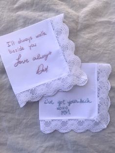 Turn a handwriting sample into a beautiful keepsake with this custom handwriting hanky. White Handkerchiefs With Custom Embroidery For Wedding, White Wedding Handkerchiefs With Custom Embroidery, Cotton Handkerchief With Machine Embroidery For Gift, White Cotton Handkerchiefs Gift Set, White Cotton Handkerchiefs For Gifts, White Handkerchiefs With Embroidered Text For Gift, Wedding Cotton Handkerchief With Machine Embroidery, White Handkerchiefs With Embroidered Text As Gift, Embroidered Cotton Handkerchiefs For Weddings