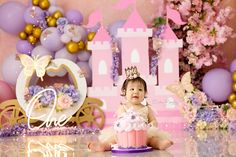 Princess Castle Theme Birthday Party, Princess Smash Cake, Disney Princess Backdrop, Princess Cake Smash, Magical Cake, Princess Backdrop, Arch Photography, Princess Backdrops, Photo Theme