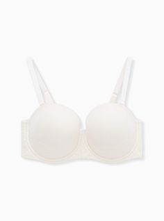 Our Push-Up Strapless Bra does it all with 5-ways to wear for maximum versatility. It has a snug fit that remains in place while providing dramatic lift and sexy cleavage. This microfiber & lace multiway has a super supportive wide band that helps keep it smooth and comfortable - even without the straps! Matching style(s): Search 12137592Padded, underwire cups. Multiway straps: wear strapless, classic, crossback, halter and asymmetrical. Latex-free, no-slip silicone piping. Nylon/spandex. Wash cold; line dry. Imported plus size bra. The best plus size women's bombshell everyday strapless push-up bra bras in white made of microfiber. Find everything you've dreamed of in our selection of sexy, sultry bridal lingerie to feel beautiful from your wedding day through your entire honeymoon. Rock Elegant Stretch Bandeau Bra, Elegant Solid Bra With Medium Bust Support, Elegant Solid Color Bra With Medium Bust Support, Elegant Stretch Bra With Sweetheart Neckline, Elegant Strapless Padded Bra, Elegant Seamless Bra With Sweetheart Neckline, Elegant Bra With Adjustable Stretch Straps, Elegant Stretch Bra With Adjustable Straps, Elegant Bra With Adjustable Straps