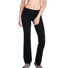 New, Did Not Come With Tags Logo Covered Up Tags Marked To Prevent Return To Store Super Smooth And Fit To Flatter, This Ultimate Legging Features A Quick-Dry 4-Way Stretch That Wicks Away Sweat And Is Breathable During Workouts. Slim And Stretchy Foldover Waist Pant With A Slim, Full-Length Fit. Only By Victoria’s Secret Pink. Slim Fit Foldover Waistband Smooth And Stretchy Fabric Sporty Stretch Pants, Fitted Yoga Trousers For Sports, Black Mid-rise Pants For Loungewear, Straight Leg Sports Bottoms, Non-stretch Black Athleisure Bottoms, Elastane Yoga Straight Pants, Fitted Workout Trousers, Black Mid-rise Yoga Bottoms, Fitted Trousers For Workout