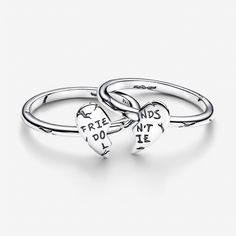 The Stranger Things Friends Don't Lie Splittable Ring is crafted from sterling silver and features a heart motif that splits to reveal the engraving "FRIENDS DON'T LIE." Perfect for everyday styling, its beaded design channels retro friendship bracelets. Wear it solo or share it with your best friend to symbolize your unbreakable bond. - Pandora Stranger Things Friends Don't Lie Splittable Ring - Sterling silver - Sz. 7.5 Silver Sterling Heart Ring For Mother's Day, Friendship Sterling Silver Ring, Sterling Silver Friendship Ring, Meaningful Silver Jewelry For Promise, Meaningful Engraved Silver Rings, Silver Jewelry For Promise, White Gold Sterling Silver Friendship Jewelry, Sterling Silver Heart Ring For Valentine's Day, Personalized Sterling Silver Open Heart Ring