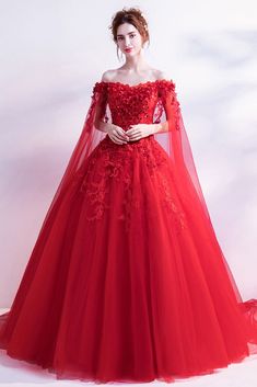 Buy Off Shoulder Lace Flower Red Wedding Formal Dress With Long Sleeves Train at wholesale price online. Free shipping and pro custom service since 2009. Fitted Floral Embroidered Ball Gown For Wedding, Spring Full Length Evening Dress For Wedding, Spring Wedding Full-length Evening Dress, Spring Wedding Full Length Evening Dress, Red Long Sleeve Ball Gown For Banquet, Formal Red Gown With Floral Embroidery, Red Ball Gown Wedding Dress For Banquet, Red Fitted Wedding Dress For Ceremony, Spring Fitted Long Sleeve Ball Gown