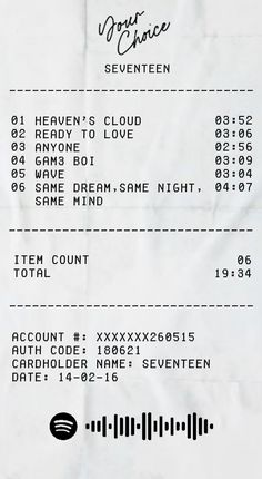 the receipt for an event is shown in black and white, with numbers on it