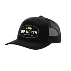 There's something fishy going on here... and we love it. Celebrate your love for walleye fishing in the great Up North with this all black, snapback trucker hat. Black Casual Snapback Hat For Fishing, Adjustable Black Trucker Hat For Fishing, Black Snapback Baseball Cap For Fishing, Black Trucker Baseball Cap For Fishing, Black Flat Bill Trucker Hat For Fishing, Black Flat Bill Baseball Cap For Fishing, Black Curved Bill Hat For Fishing, Black Snapback Hat For Fishing, Trucker Snapback Hat For Fishing