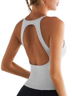 PRICES MAY VARY. ✅ Seamless Design：Experience unrestricted movement and a heightened sense of freedom during workouts with tank top for women.With its ergonomic design and super elasticity, it allows you to stretch your body freely during exercise, providing a more enjoyable sports experience. Suitable for various moderate to light intensity exercises such as yoga, walking, and jogging, it allows you to feel more comfortable and free. ✅ Hollow Back Design： Running girl sports bras for women high Track Essentials, Exercise Bras, Tops With Built In Bras, Yoga Tops For Women, Womens Workout Clothes, Running Fits, Cute Running Outfit, Activewear Details, Running Essentials