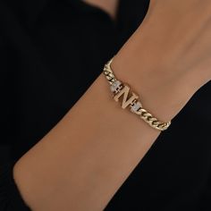 "\"Big Initial Letter Gold Bracelet | 1 Character 14k Gold Curb Chain Chunky Heavy Personalized Bracelet, Gift for Her | Gift for Her\" ∙ P R O P E R T I E S ∙ * Material: 14k Solid Gold * Weight: 10,88gram -%10 due to size) Contact me if you are unsure about length. Extension links are standard for minor adjustments. ◖ D I O N J E W E L ◗ ‣ 14K REAL GOLD ‣ EXPRESS DELIVERY IN 1-3 DAYS* ‣ HANDMADE ONLY FOR YOU, NO USED JEWELRY ‣ GIFT BOX, POUCH AND OTHER GIFTS ◖ P R O D U C T I O N & Q U A L Heavy Gold Bracelet For Women, Rose Gold Cuban Link Bracelet As Gift, Gift Diamond Bracelet With Curb Chain, Gift Cuban Link Diamond Bracelet With 17 Jewels, Diamond Cuban Link Chain Bracelet As A Gift, Cuban Link Diamond Chain Bracelet As A Gift, Rose Gold Cuban Link Bracelet, Gold Diamond Bracelet With Curb Chain For Gift, Yellow Gold Cuban Link Diamond Bracelet Gift