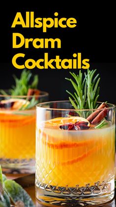 two glasses filled with orange drink and garnished with cinnamon on the rims