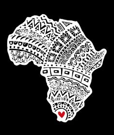 the map of africa in black and white on a black background with an african pattern