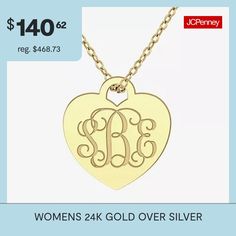 Included: 1 Chain(s)Features: Personalized, EngraveableJewelry Closure: Spring Ring ClaspLink Construction: SolidMetal Color: YellowChain Length: 18 InchChain Width: 1.25 MillimetersPendant Length: 17mmPendant Width: 17mmChain Construction: CableCare: Wipe CleanMetal: 24k Gold Over SilverNecklace Type: Pendant NecklacesAssembled in the US from Imported Materials Classic Gold Necklace For Mom's Gift, Classic Gold Necklace For Mom, Gold Engraved Necklaces For Valentine's Day, Classic Gold Jewelry For Gift-giving, Gold Heart Pendant Necklace With Hallmarks, Gold Jewelry With Hallmarks, Gold Necklaces With Hallmarks As Gifts, Gold Jewelry With Hallmarks For Gift, Gold Jewelry With Hallmark For Anniversary Gift